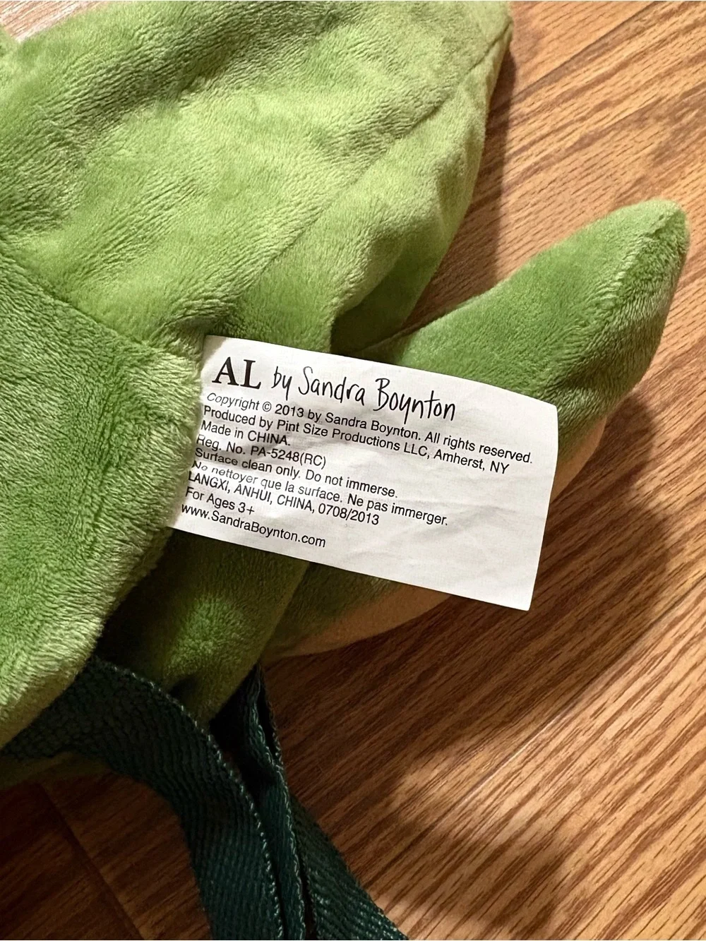 RARE Hard to Find 2013 Sandra Boynton Al the Alligator Plush Backpack Bag